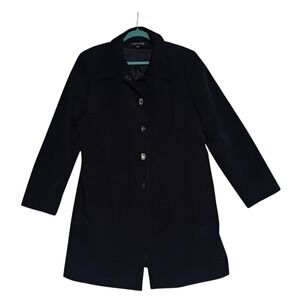 Anne Klein Women's  Button Latch Clasp Trench Coat Size XL Black